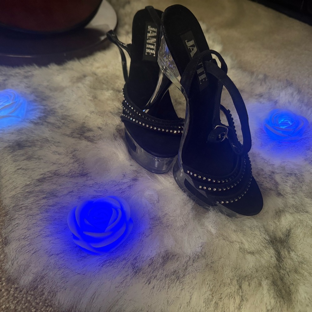 Chic Black Heels with Rhinestone Detailing